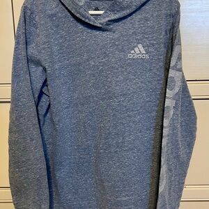 Adidas Boys Heathered Blue Long Sleeve T-shirt Hoodie